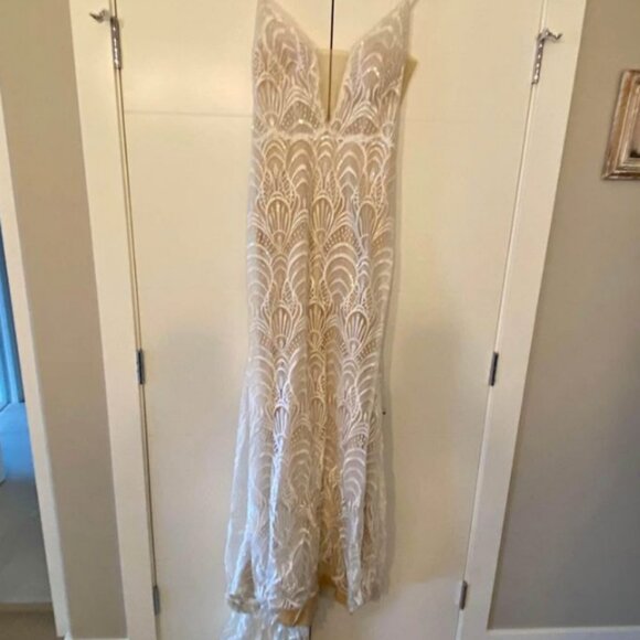 Calla Blanche L' Amour Lace Wedding Dress Size 10 - Picture 1 of 4